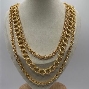 Bellezza Bronze 3 Row Multi Link Necklace 18 1/2”L With 2”L Extender